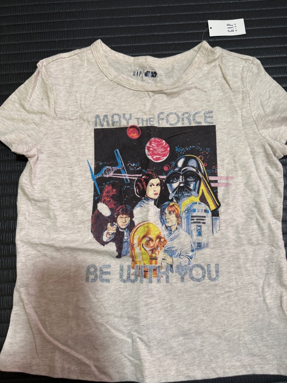 GAP Light Gray Star Wars Graphic Tee with Multicolor Print